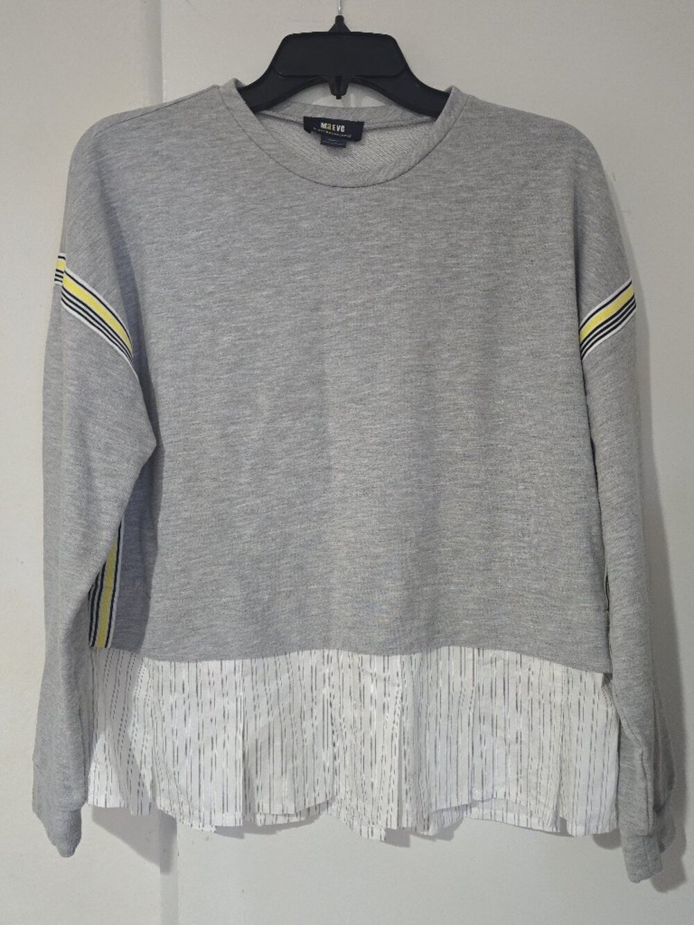 Maeve Anthropologie Stripe Tape Twofer Sweatshirt Top - Gray - Women's XS